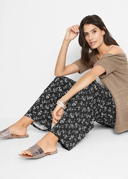 Pantalon Palazzo Femme Été – Pantalon Large Élastique Décontracté Avec Poches, Tissu Fluide Confortable