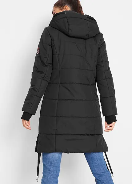 Manteau d hiver deperlant a poches zippees noir