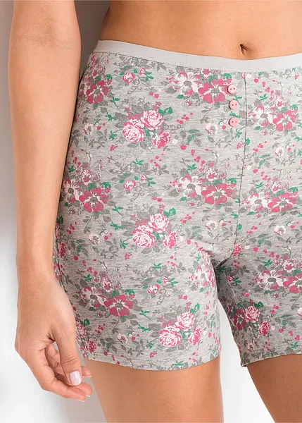 Culotte Short Pyjama Taille Haute Extensible En Coton Modal - Taille XL à 3XL - Gris
