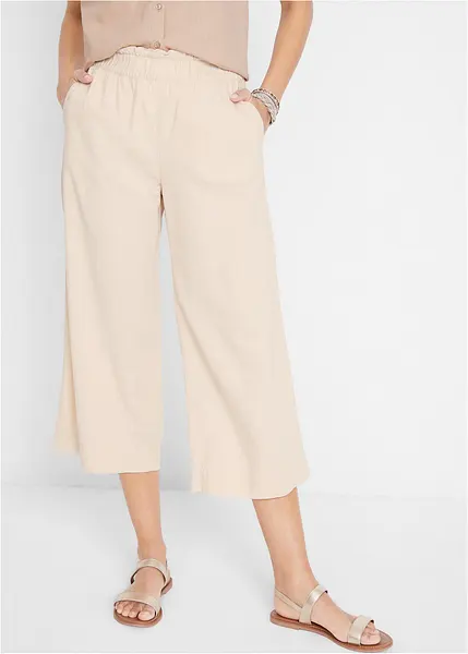 Jupe-culotte Crea Concept Taille 38 - 100% Lin Beige Taupe, Neuve Avec étiquettes