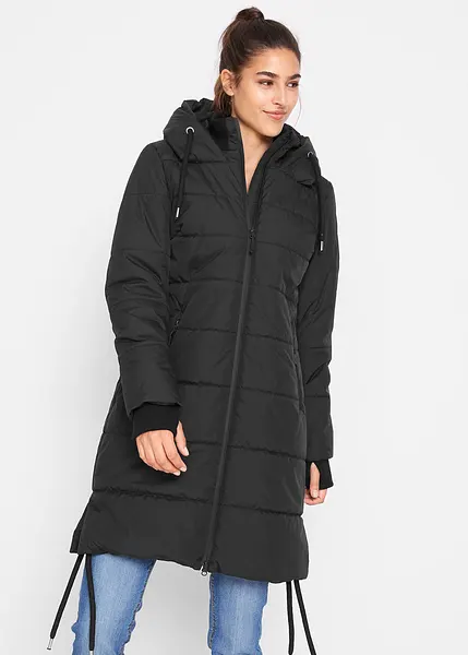 Manteau d hiver deperlant a poches zippees noir