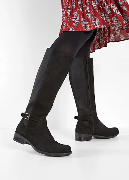 Jolies bottes intemporelles a tige large noir