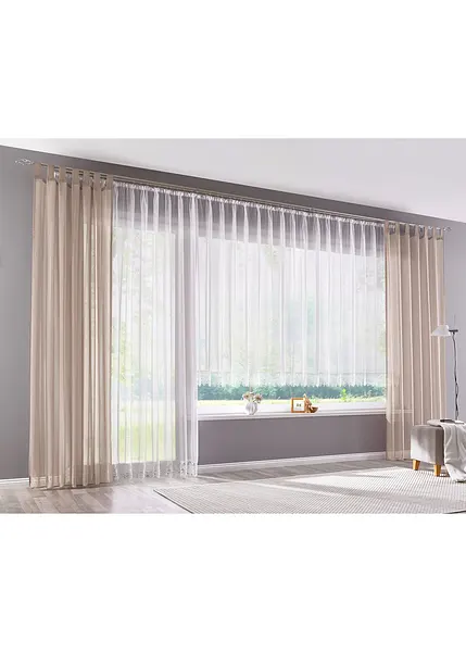 Rideau avec galon fronceur Barbara 09 beige 140x255 cm - HORNBACH