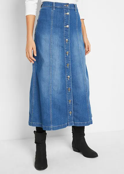 Jolie jupe en jean confort stretch longueur midi