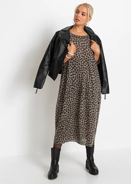 Robe Midi Enveloppante Imprimé Léopard - Taille 14 En Soyeux Stretch - Neuve Sans étiquettes Pour Bureau Ou Sortie