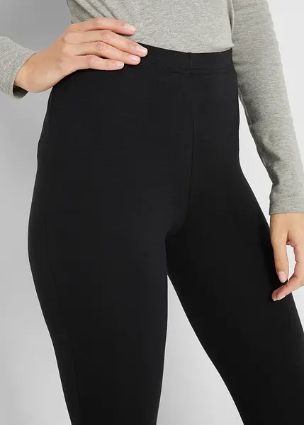 Deux leggings confortables avec coton et taille elastiquee noir