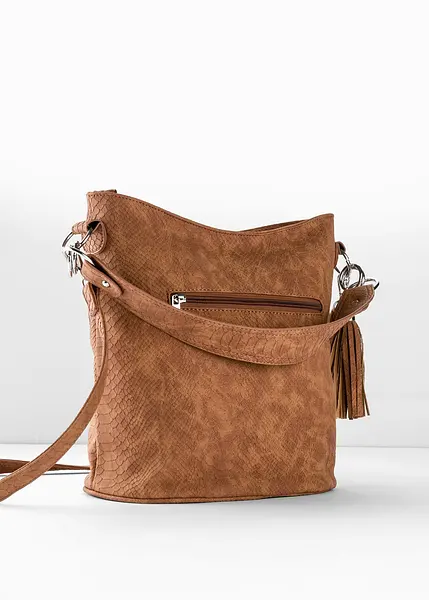 Sac a main mode avec houppe cognac