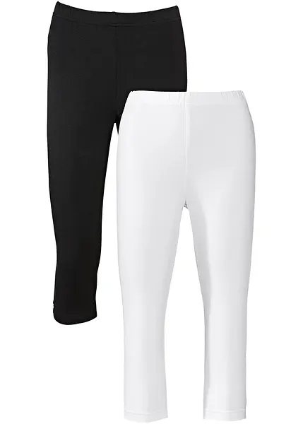 Lot de 2 leggings corsaire confortables faciles a associer avec de nombreuses tenues blanc noir