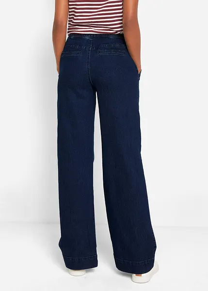 Jean Large Femme Taille Haute En Denim Stretch - Pull-on Confort Avec Cordon Et Poches