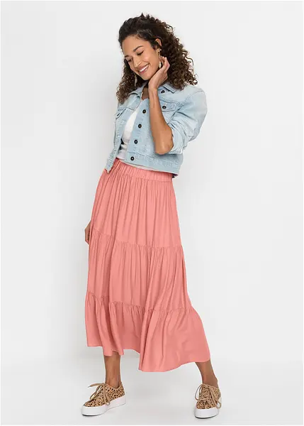 Maxi Jupe Next Rayure Marine Et Corail - Taille 8, Viscose, NEUF Sans étiquette