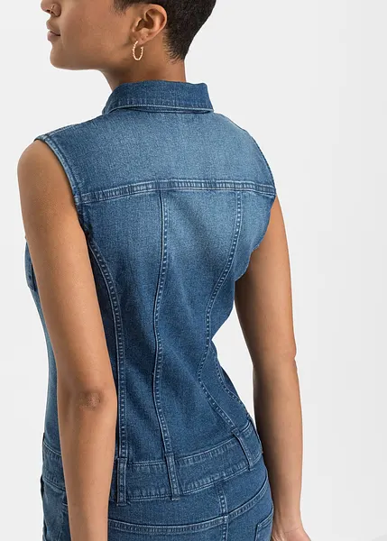 Jolie robe en jean avec patte de boutonnage bleu denim