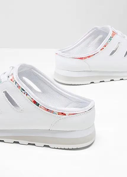 Confort de marche sabots sportifs blanc à fleurs