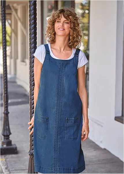 Robe en jean extensible pour le bureau et les loisirs bleu denim