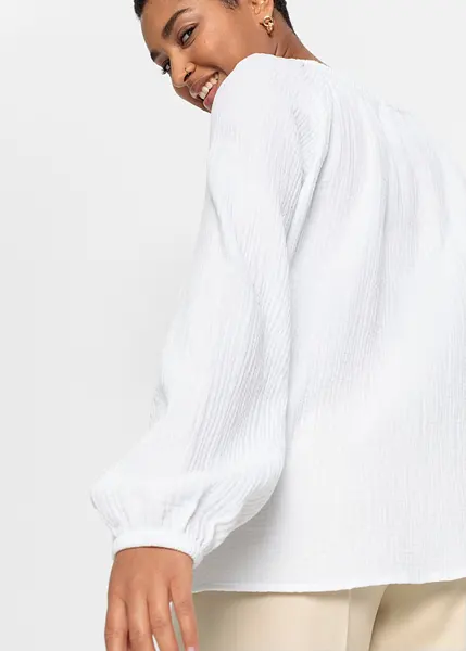 Blouse oversize et douce en gaze de coton avec finitions