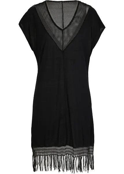 Robe de plage fantaisie avec franges noir