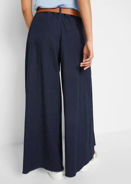 Jupe pantalon en jean avec taille etroite denim bleu fonce classique