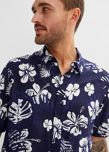 Jules - Chemise manches courtes slim imprimée Vert Clair Homme Jules