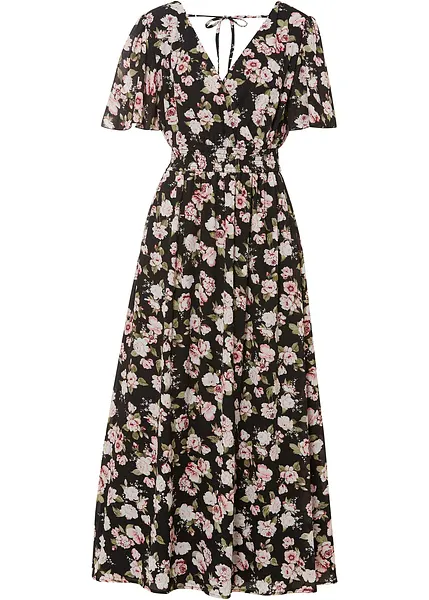 Cassis TAILLE ÉLASTIQUÉE PRINT FLEURS - Jupe longue - black/noir