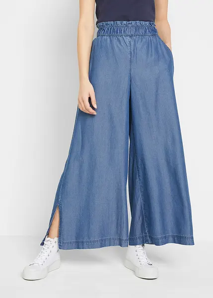 Pantalon Large Femme En Jean Vintage - Taille Haute élastique - Coupe Palazzo Confortable - Décontracté été - 7