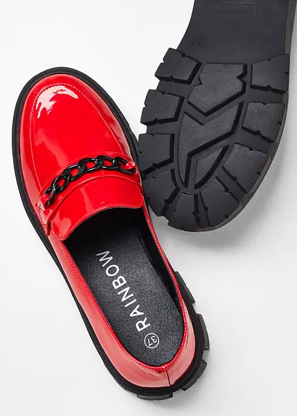 Mocassins chunky mode dans une couleur vive rouge