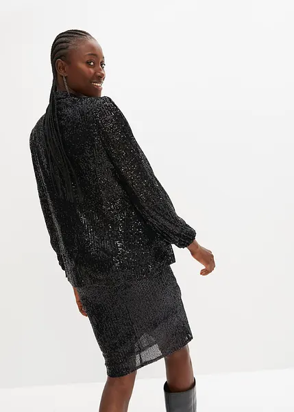 Veste Belair Noire à Paillettes Taille 38/40 - Style Trench - Comme Neuve