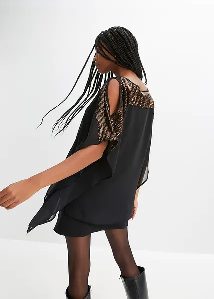Tunic Noire Femme Grande Taille 60/62 - Avec Strass - Marque "Si Belle Et" - Neuf Avec étiquettes