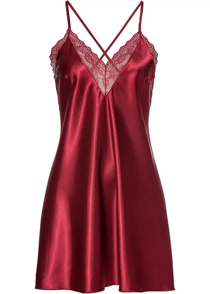 Négligé tendance avec empiècements en dentelle sexy rouge foncé