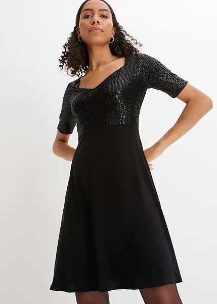 Robe feminine avec haut a sequins noir