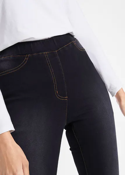 Jean Slim Jegging Taille Haute Noir Tregging Thermique En Stretch