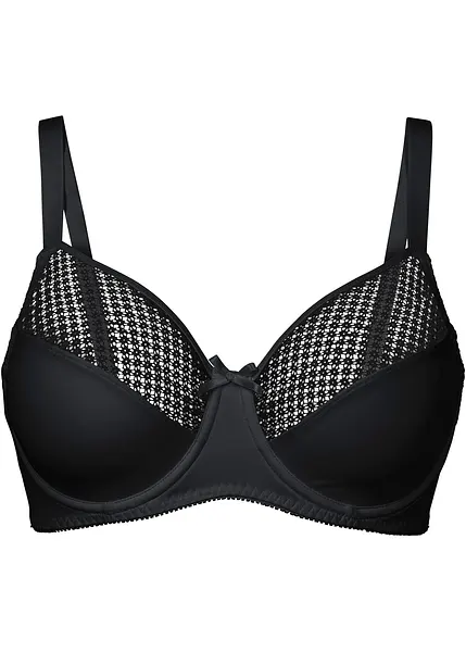 Soutien-gorge minimiseur avec mesh graphique noir, D