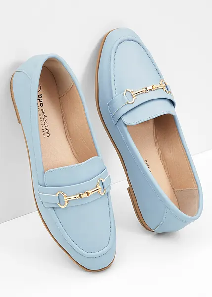 Mocassin elegant avec boucle decorative bleu clair