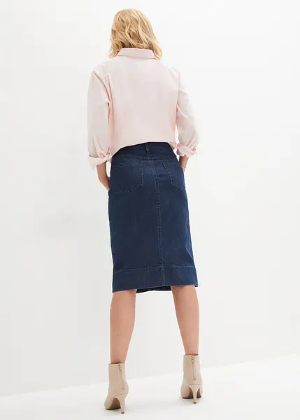 Jupe Courte En Jean New Look Boutonnée - Taille UK 10 (petite) - Occasion Très Bon état - Denim Bleu