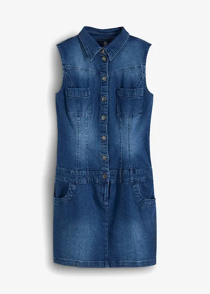 Jolie robe en jean avec patte de boutonnage bleu denim