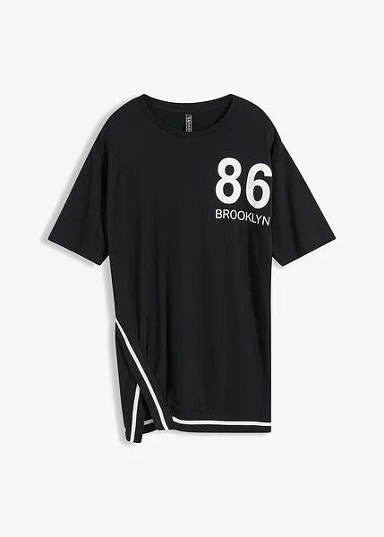 T-shirt imprimé avec fente latérale noir