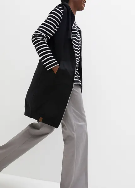 Gilet noir sans manches en dentelle avec capuche, gothique aristocrate S Noir - Prêt-à