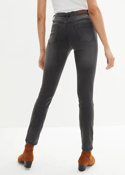 Jean slim taille haute, sculptant noir used, Classique