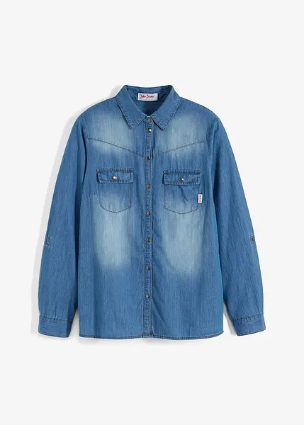 Chemise manches longues en jean avec boutons-pression bleu moyen
