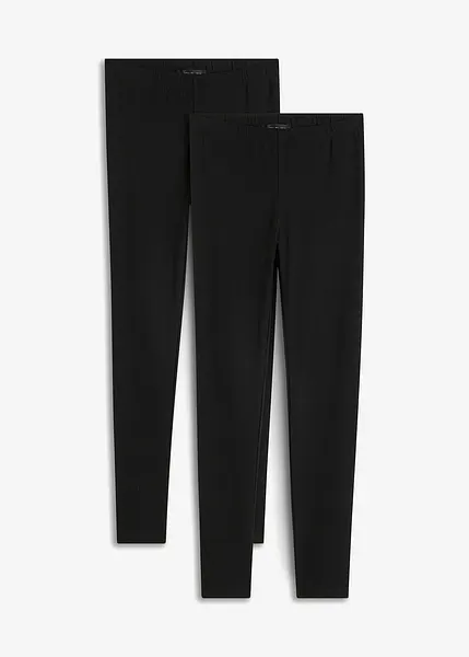 Deux leggings avec taille extensible normale confortable noir noir