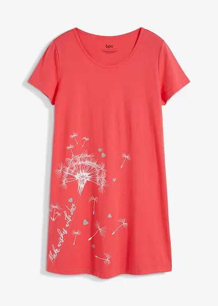 Chemise de nuit basique à manches courtes en coton