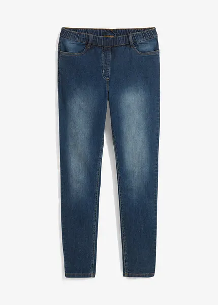 Tregging skinny a taille elastiquee en matiere tres extensible avec delavage bleu nuit denim classique