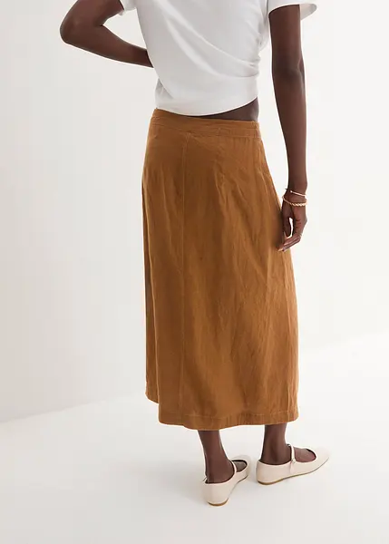 Jupe Femme Le Comptoir Du Lin – Lin Et Viscose Marron Taille 42 – Neuf Avec étiquettes – Style évasée Genou