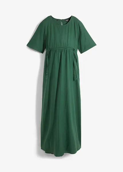 Robe ample et fluide en lin majoritaire vert fonce