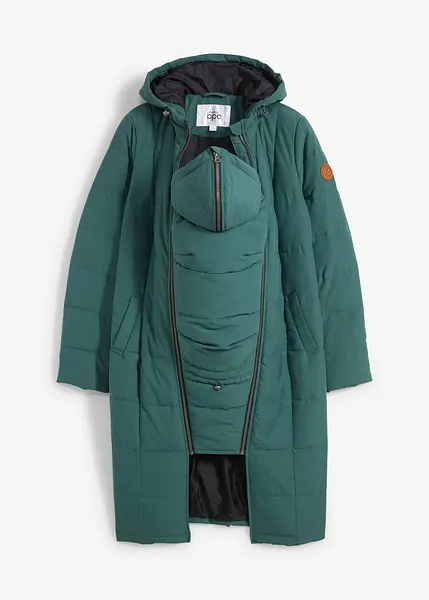 Manteau de grossesse matelasse avec fonction de portage vert mat