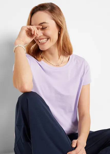 T-shirts confortables en jersey simple lavande sauge fumé