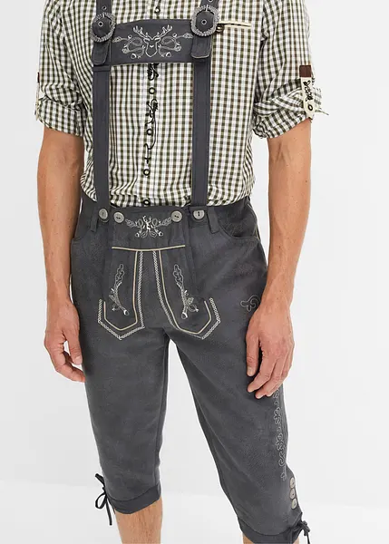 Pantalon Bavarois Fabian En Cuir De Chèvre - Taille 46-64 Avec Ceinture Assortie Brodée - 6