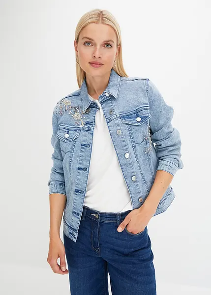 Veste en jean femme shops avec perles