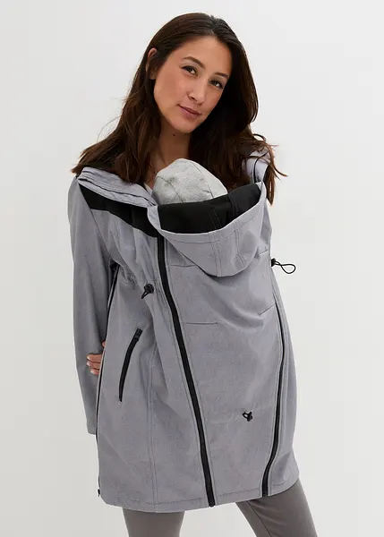 Veste softshell courte de grossesse avec empiècement de portage