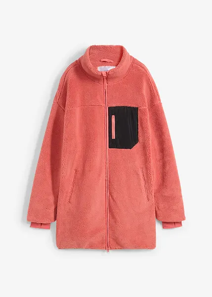Veste douillette en polaire peluche avec poche zippée sur le devant
