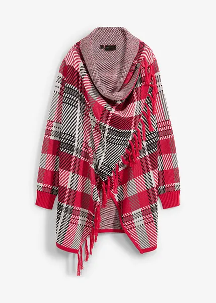 Gilet Crop Vintage En Laine à Carreaux Avec Franges - Taille L - Occasion Multicolore