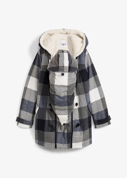 Veste de grossesse douillette en laine pour la grossesse et après la  L'empiècement pour bébé sert uniquement à le protéger du froid  et ne